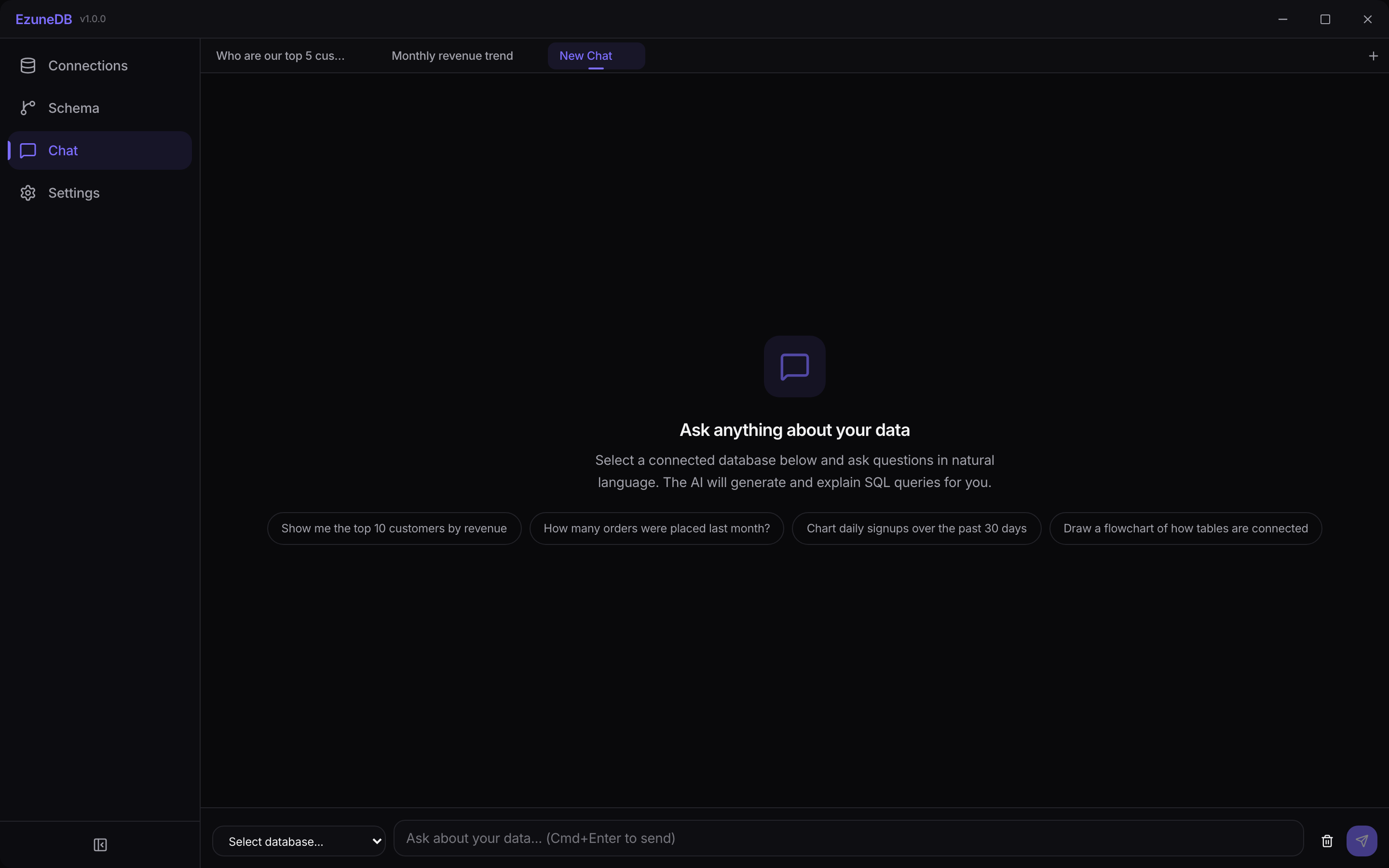 Several chat tabs, each with its own conversation